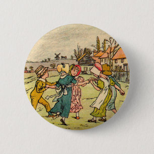 Badge Rond 5 Cm Anneau de Kate Greenaway autour du Rosey