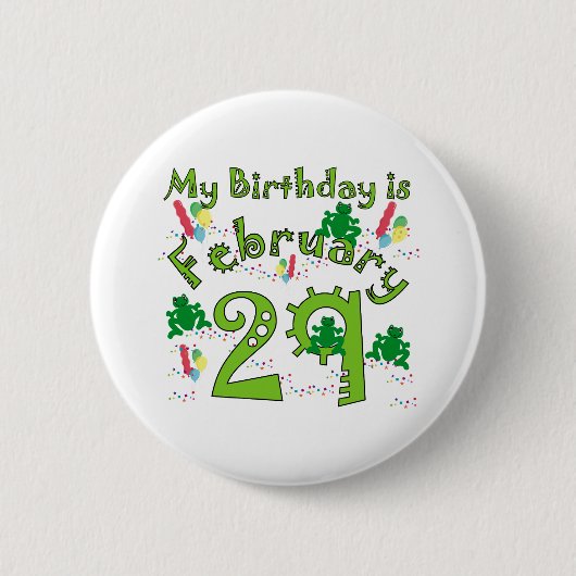 Badge Rond 5 Cm Année bissextile Anniversaire 29 févr. (Devant)