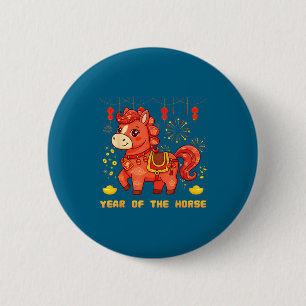 Badge Rond 5 Cm Année Cheval Chinois Tout-Petit