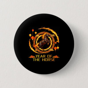 Badge Rond 5 Cm Année Cheval de Feu Chinois