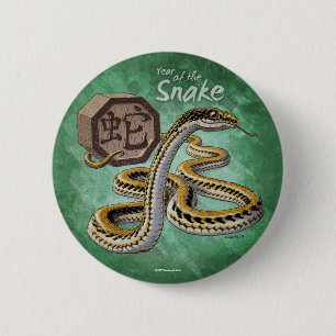 Badge Rond 5 Cm Année chinoise du zodiaque de l'art serpent