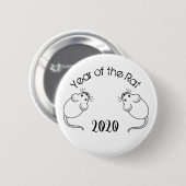 Badge Rond 5 Cm Année de la souris Rat 2020 avec texte (Devant & derrière)