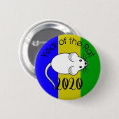 Badge Rond 5 Cm Année de la souris Rat 2020 avec texte (Devant & derrière)