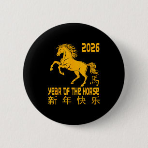 Badge Rond 5 Cm Année du cheval 2026 Bonne année chinoise
