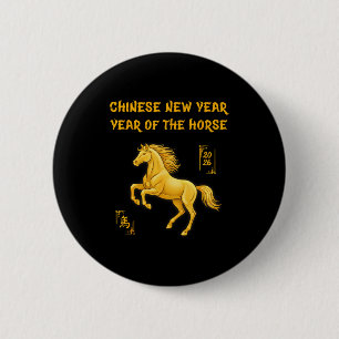Badge Rond 5 Cm Année du Cheval 2026 Bonne Année Chinoise _1