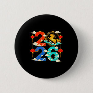 Badge Rond 5 Cm Année du Cheval 2026 Bonne année chinoise 2026