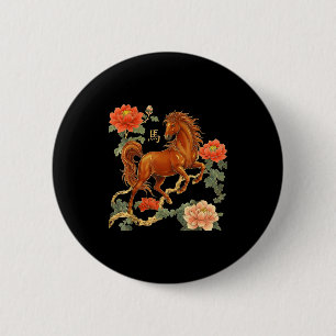 Badge Rond 5 Cm Année du cheval 2026 bonne année chinoise nouvelle