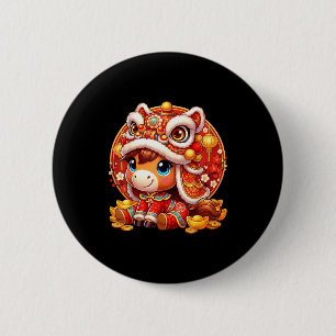 Badge Rond 5 Cm Année du Cheval 2026 Nouvel An lunaire chinois Cél
