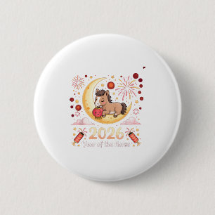 Badge Rond 5 Cm Année du cheval de feu 2026 Nouvel An chinois fest