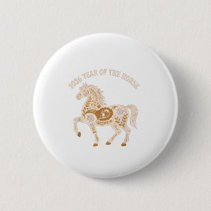 Badge Rond 5 Cm Année du cheval de feu 2026 Nouvel An chinois fest
