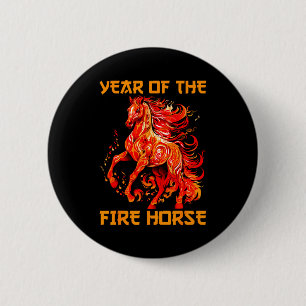 Badge Rond 5 Cm Année du cheval de feu Bonne année lunaire chinois