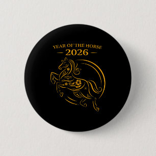 Badge Rond 5 Cm Année du cheval Nouvel An lunaire chinois Feu Chev