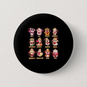 Badge Rond 5 Cm Année du cheval Signe astrologique luna chinois
