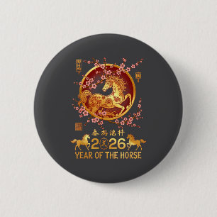Badge Rond 5 Cm Année lunaire du zodiaque du cheval Nouvel An chin