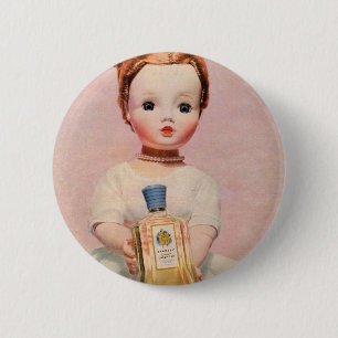 Badge Rond 5 Cm Années 1950 Yardley et Madame Alexander doll