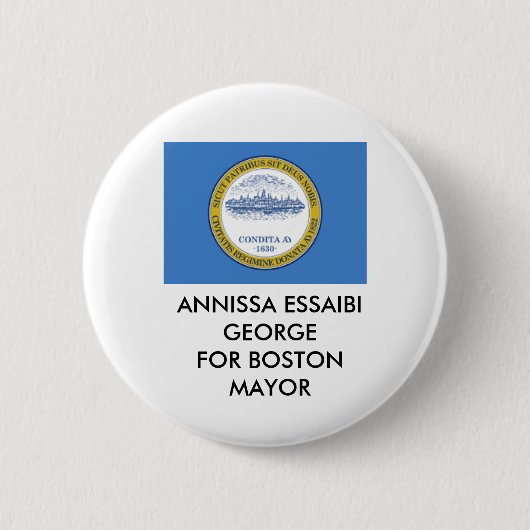 Badge Rond 5 Cm Annissa Essaibi George POUR BOSTON MAYOR BOTTON (Devant)