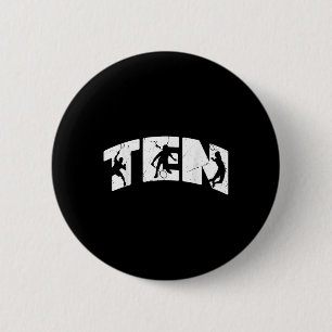 Badge Rond 5 Cm Anniversaire 10 Ans Rétro Badminton Garçon 10 Ans