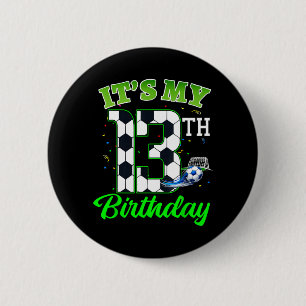Badge Rond 5 Cm Anniversaire 13 ans Football Garçon Fille Enfants