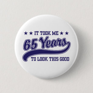 Badge Rond 5 Cm Anniversaire 65 ans