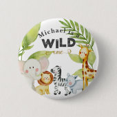 Badge Rond 5 Cm Anniversaire animal sauvage d'une Jungle (Devant)