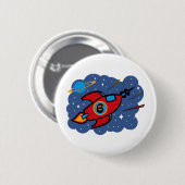 Badge Rond 5 Cm Anniversaire de bateau de Rocket 6ème (Devant & derrière)