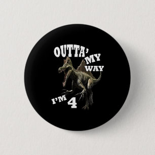 Badge Rond 5 Cm Anniversaire de enfant 4e cadeau Dino Graphic Desi