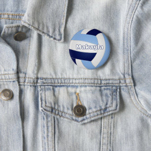 Badge Rond 5 Cm anniversaire de enfant de volley-ball bleu bleu ma