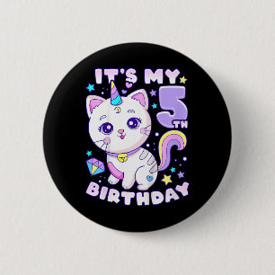 Badge Rond 5 Cm Anniversaire de enfant fille 5 ans