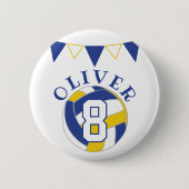 Badge Rond 5 Cm Anniversaire de enfant Volleybll Ball Bunting Flag (Devant)