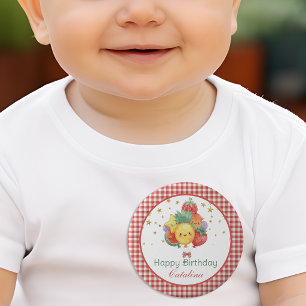 Badge Rond 5 Cm Anniversaire de Fruit Sucré   Fête Tropicale pour 