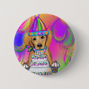 Badge Rond 5 Cm Anniversaire de Golden Retriever