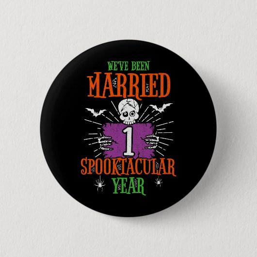Badge Rond 5 Cm Anniversaire de Halloween Spooktacular 1er Mariage (Devant)