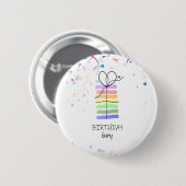 Badge Rond 5 Cm Anniversaire de la brosse avec Confetti (Devant & derrière)