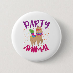 Badge Rond 5 Cm Anniversaire de la fête animalière Llama Bachelo