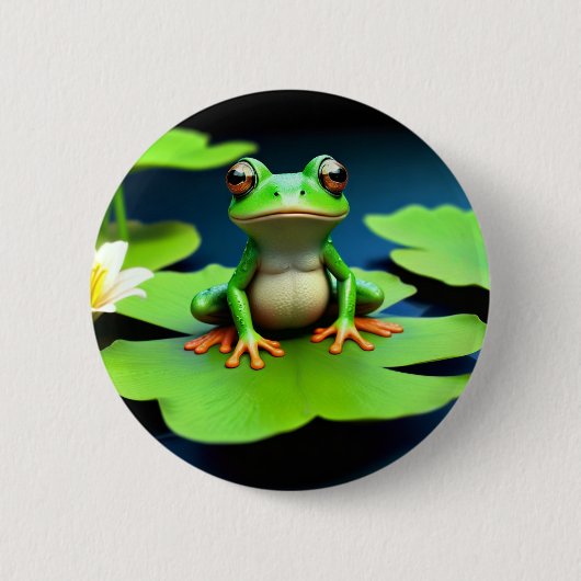 Badge Rond 5 Cm Anniversaire de la grenouille adorable (Devant)