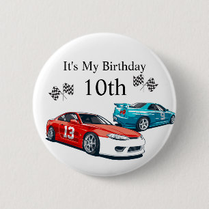 Badge Rond 5 Cm Anniversaire De La Voiture De Course,