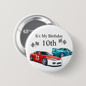 Badge Rond 5 Cm Anniversaire De La Voiture De Course, (Devant & derrière)