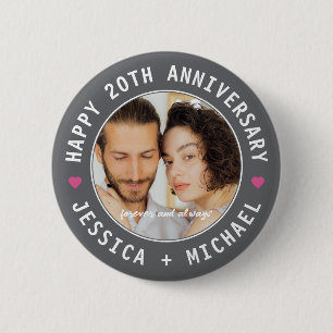 Badge Rond 5 Cm Anniversaire de mariage personnalisé avec photo