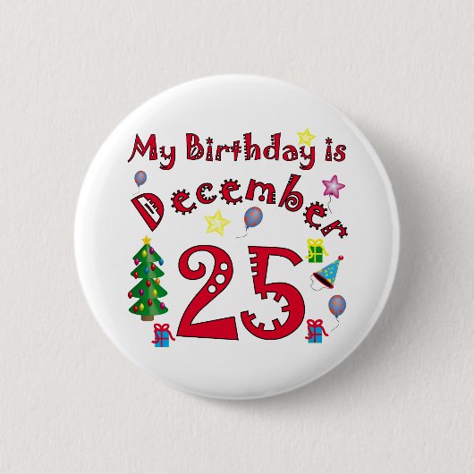 Badge Rond 5 Cm Anniversaire de Noël (Devant)