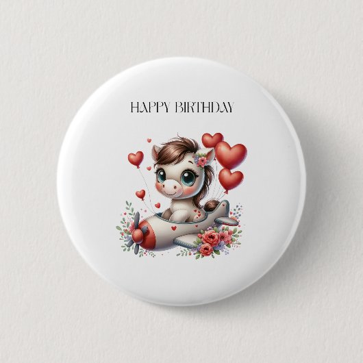 Badge Rond 5 Cm Anniversaire de Pony Pilot (Devant)