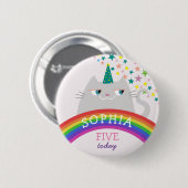 Badge Rond 5 Cm Anniversaire de Rainbow Girl (Devant & derrière)
