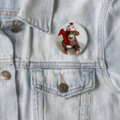 Badge Rond 5 Cm Anniversaire de singe de chaussette premier (En situation)