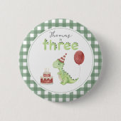 Badge Rond 5 Cm Anniversaire de Trois-Rex Dinosaure Mignon (Devant)