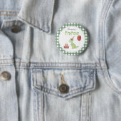 Badge Rond 5 Cm Anniversaire de Trois-Rex Dinosaure Mignon (En situation)