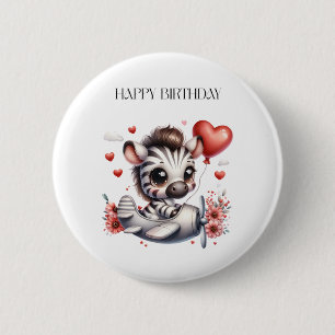 Badge Rond 5 Cm Anniversaire de Zebra Pilot