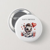 Badge Rond 5 Cm Anniversaire de Zebra Pilot (Devant & derrière)