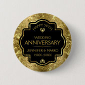 Badge Rond 5 Cm Anniversaire du 50e Mariage Gold & Black (Devant)