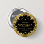 Badge Rond 5 Cm Anniversaire du 50e Mariage Gold & Black (Devant & derrière)