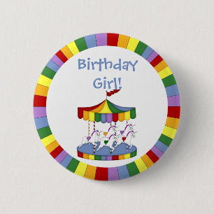Badge Rond 5 Cm Anniversaire du carousel de l'Unicorne arc-en-ciel