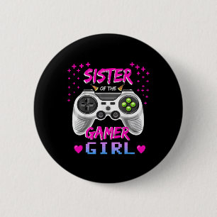 Badge Rond 5 Cm Anniversaire du jeu vidéo de la sœur de la fille d
